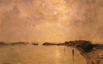 阿爾弗雷德 貝爾伯格 Coastal Village By Moonlight 阿爾弗雷德 貝爾伯格 Coastal Village By Moonlight